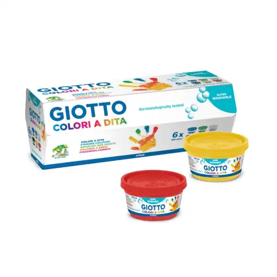 Giotto 534100 - Colori A Dita Confezione 6  barattoli da 100 ml Fila - 1