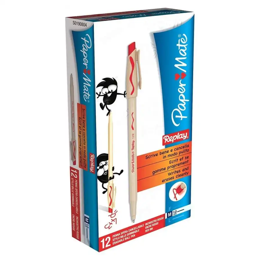 Paper mate S0190804 Stylo effaçable REPLAY - 1mm - Rouge - Paquet