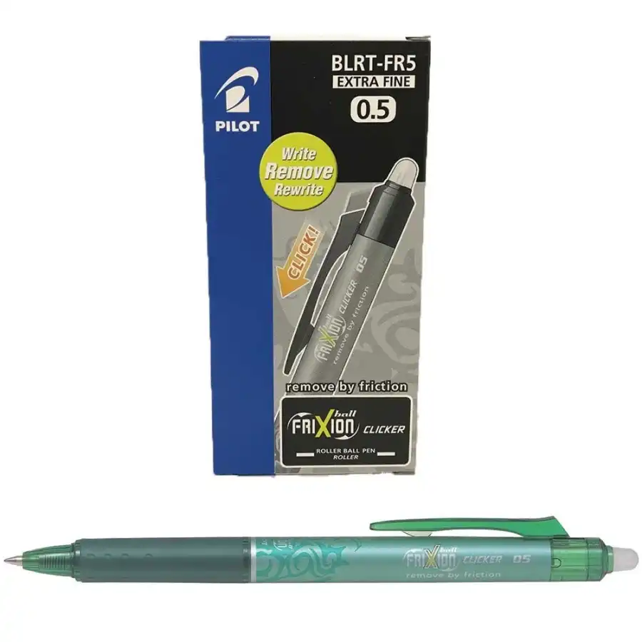 Pilot BLRT-FR5 G - FriXion Ball Clicker - Penna Roller Cancellabile inchiostro Gel - 0,5mm - Verde - Punta Fine - conf.12 pz  Pi