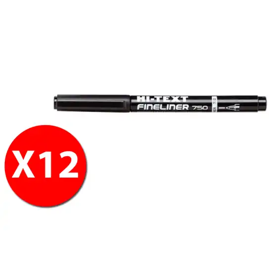 Etafelt  HI-TEXT - Penna Punta Sintetica Fineliner 750 - Nero - 1 mm - Conf. 12 pz Etafelt - 3