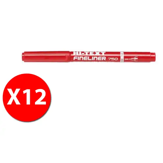 Etafelt  HI-TEXT - Penna Punta Sintetica Fineliner 750 - Rosso - 1 mm - Conf. 12 pz Etafelt - 2