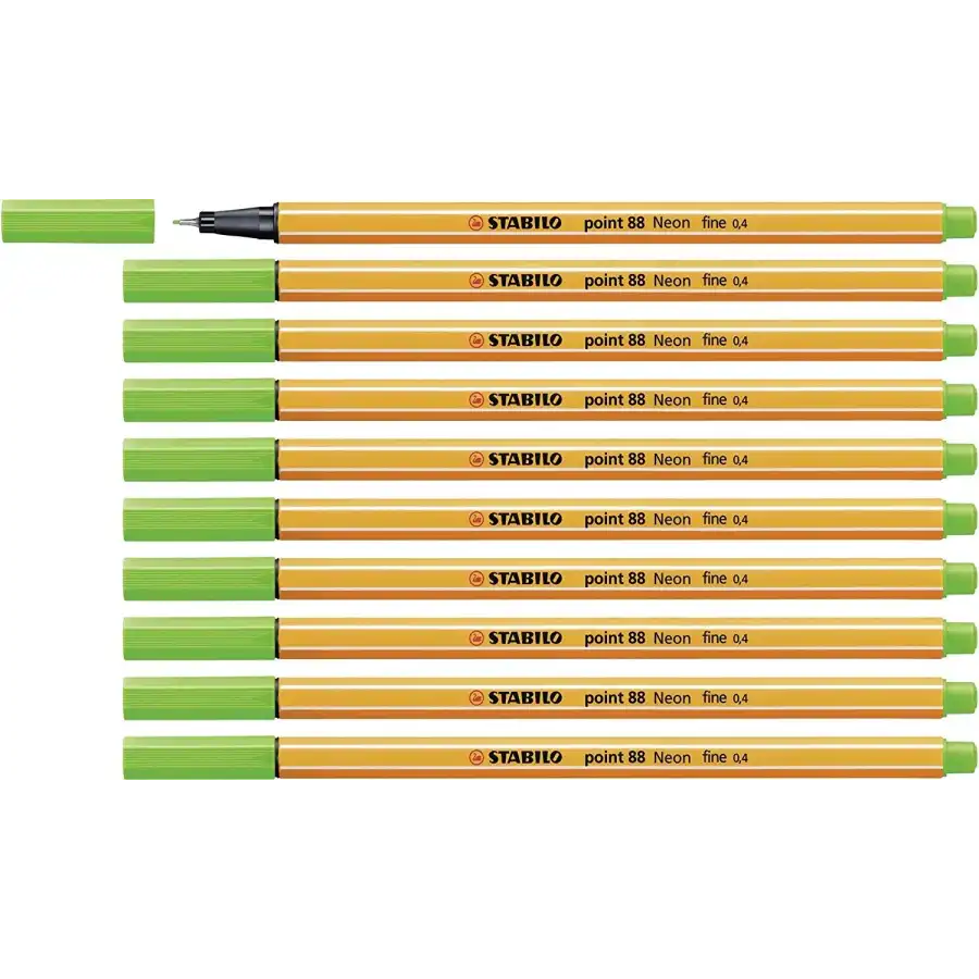 Stabilo 88/033 - Penna fineliner point 88 - Verde Neon - Conf. 10 pz