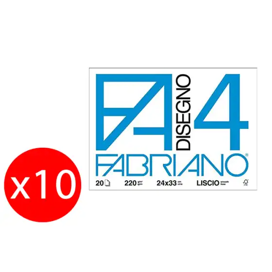 Fabriano F4 Skizzenbuch 20 glatte Blätter 240x330mm 220g / Mq Packung mit  10 Alben