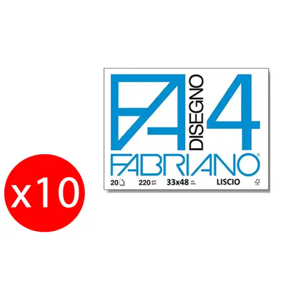 Fabriano F4 Album Da Disegno 20 Fogli Lisci 330x480mm 220g/Mq Confezione Da 10 Album Originale - 1