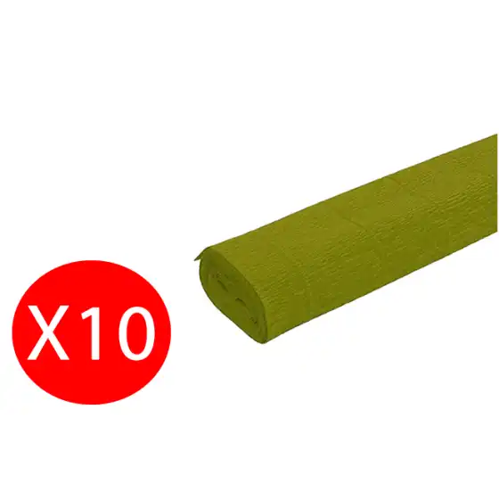 Carta crespa decorativa verde oliva 60g/mq 50x250cm 10 Rotoli Rex Sadoch - 1