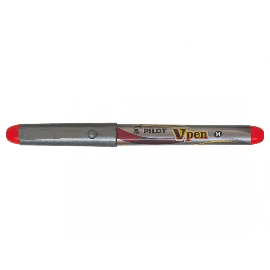  Pilot 007572 - V-Pen Silver - Stilografica - Rosso - Pennino Medio - Conf. 12 pz Pilot - 1