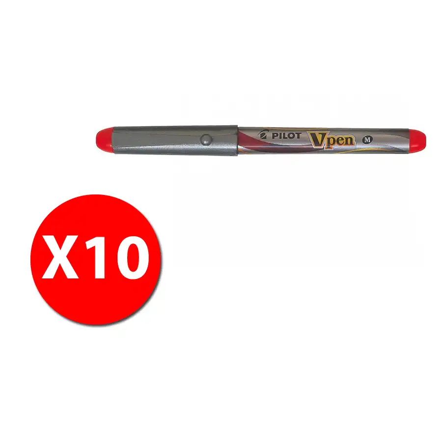  Pilot 007572 - V-Pen Silver - Stilografica - Rosso - Pennino Medio - Conf. 12 pz Pilot - 3