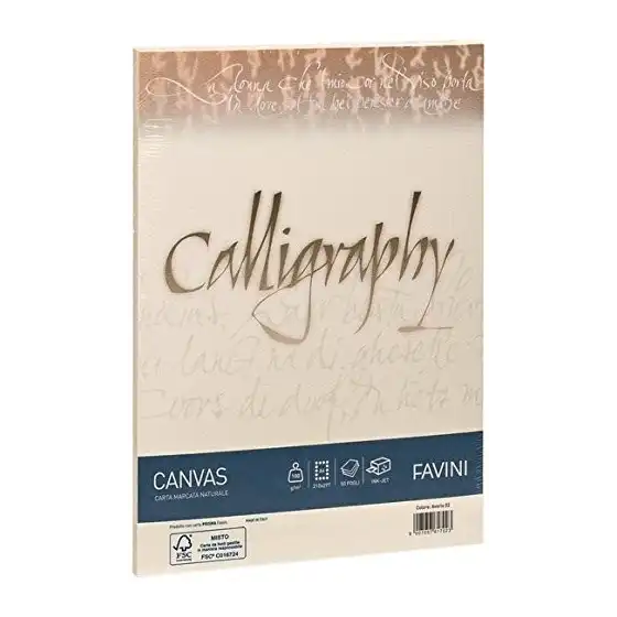 Album Calligraphy Carta Telata Canvas Ruvido Avorio 25 Fogli 100g/mq Cartotecnica Favini - 1