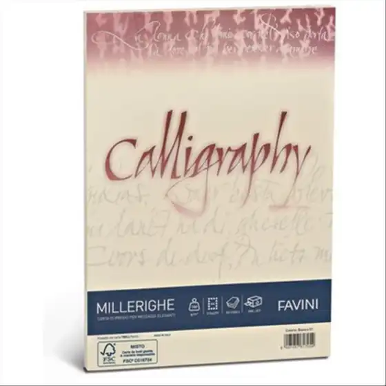 Album Calligraphy Carta Millerighe Avorio 50 Fogli A4 210x297mm 200g/mq Cartotecnica Favini - 1