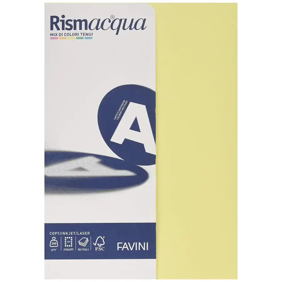 Carta e cartoncini tinte tenui Rismacqua - A3 - 200 g/mq - 5 assortiti