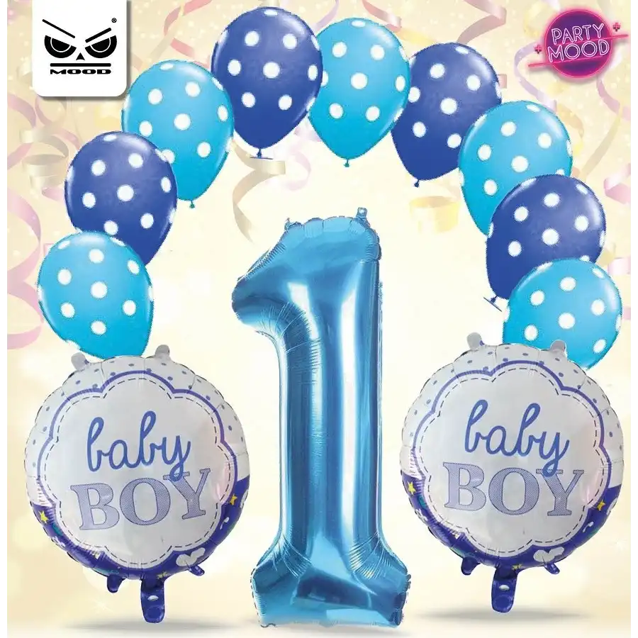 1 año Set de globos para fiesta de primer cumpleaños Azul / Rosa
