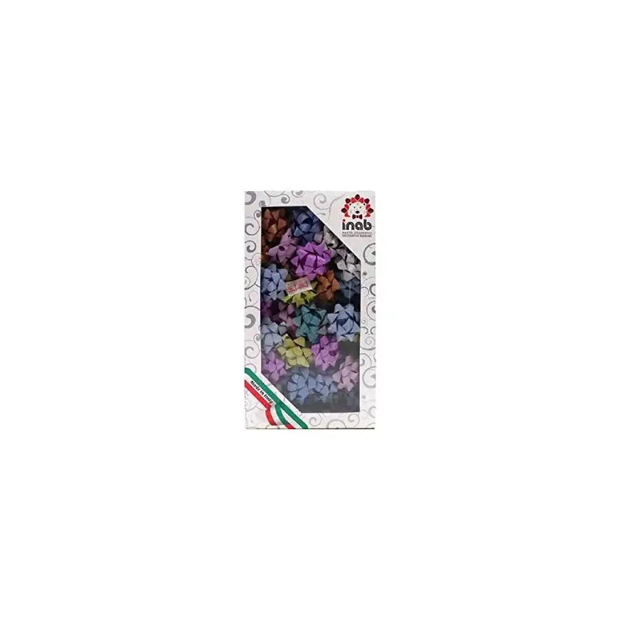 Coccarda Stella Brillance decorazione confezione pacco regalo 14mm diametro  60mm 30 Pezzi Colori Assortiti