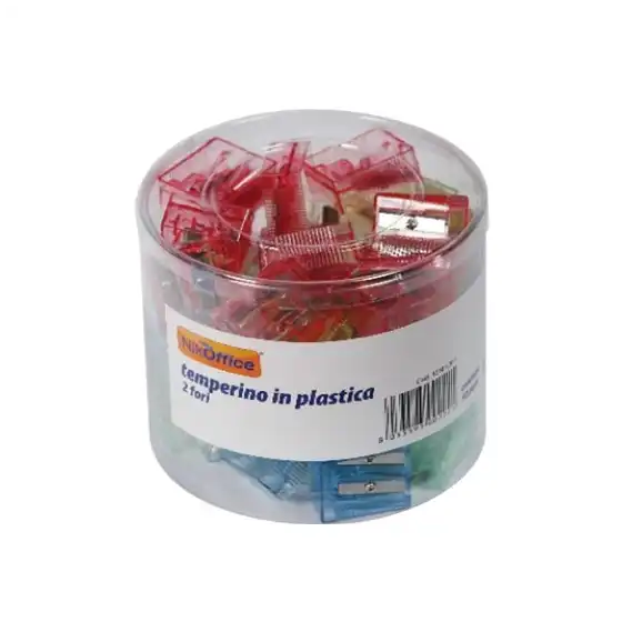 Temperamatite Plastica Trasparente Foro doppio Espositore 50 Temperamatite NikOffice - 2