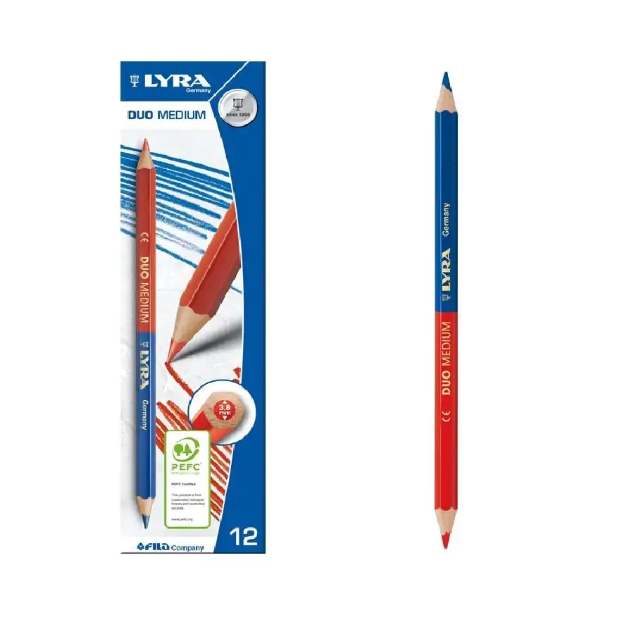 Lyra Bic lápices de colores Lyra Duo - Mediano - Azul y rojo - Paquete de  12 piezas