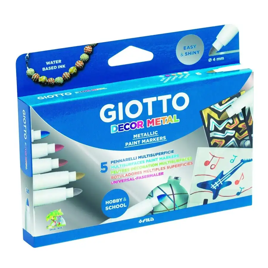 Giotto Decor Metal Multisurface Markers 5 Colors Pack Fila - 3