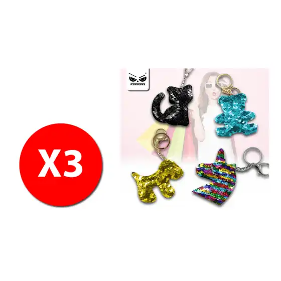 Mood ST4686 - Glitter keychain - Design ass. - 3 pcs Originale - 1