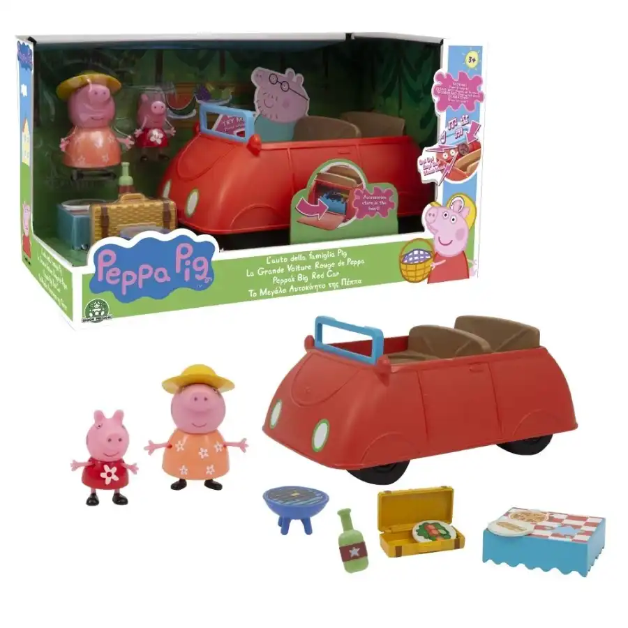 La voiture rouge + figurines Peppa Pig