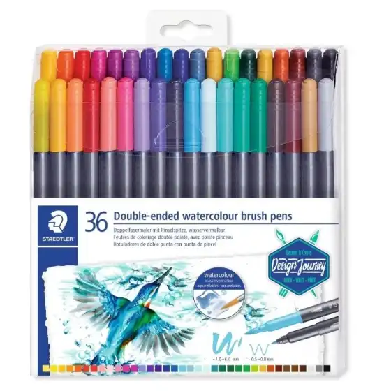 Pennarelli Acquerellabili a Due Punte 36 Pezzi Colori Assortiti 3001 TB36 Staedtler - 1