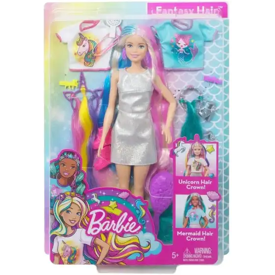 Barbie Bambola Capelli Fantasia a Tema Unicorni e Sirene Mattel - 1