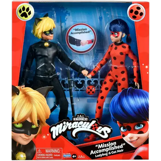Lot de 2 poupées Miraculous Lady Bug et Chat Noir