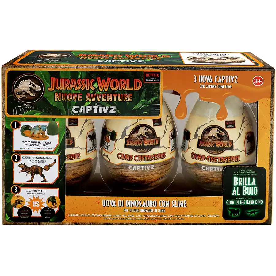 Jurassic World Captiviz Slime Egg 3 pack Rocco Giocattoli - 2