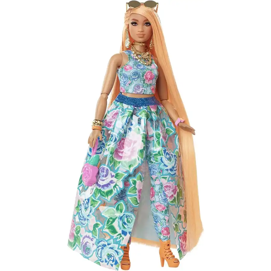 Barbie Extra Fancy Bambola con completo floreale e animaletto HHN14 Mattel - 4