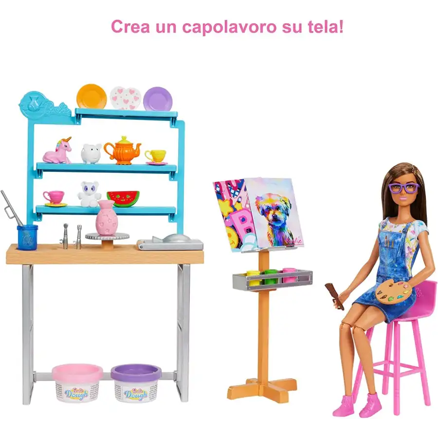 Barbie Atelier Dell'Artista Playset con Bambola HCM85 Mattel - 5