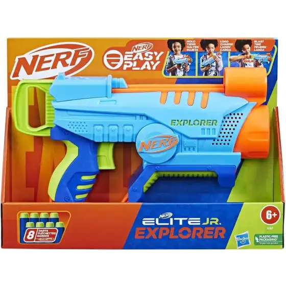 Nerf Elite Jr - Explorer Blaster Facile da usare con 8 Dardi Nerf Elite Hasbro - 1