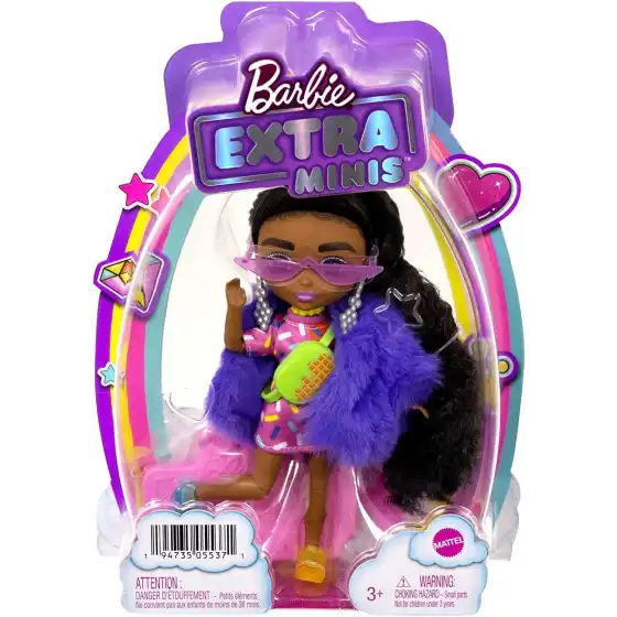 Barbie Extra Miniscon vestito Rosa e Rosso, Pelliccia Viola Capelli Ricci HGP63 Barbie - 5