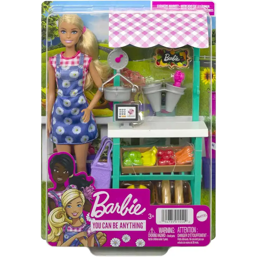 Barbie - Mercato Frutta e Verdura con bambola bionda HCN22