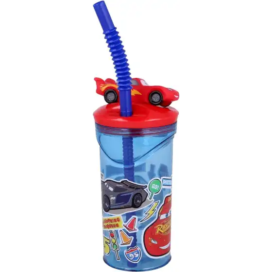 Cars-Becher mit Strohhalm und 3D-Spielzeugauto