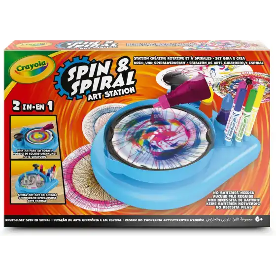 Crayola - Spin & Spiral Art Station, Set per Creare Mandala e Vortici di Colore