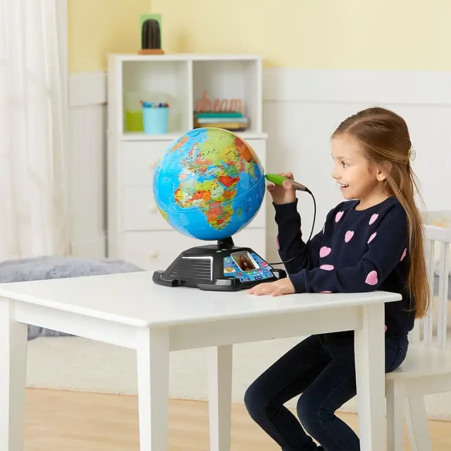 VTech Giramondo - Video Mappamondo Interattivo, Mappamondo Bambini con Penna Touch e Schermo 2.7"